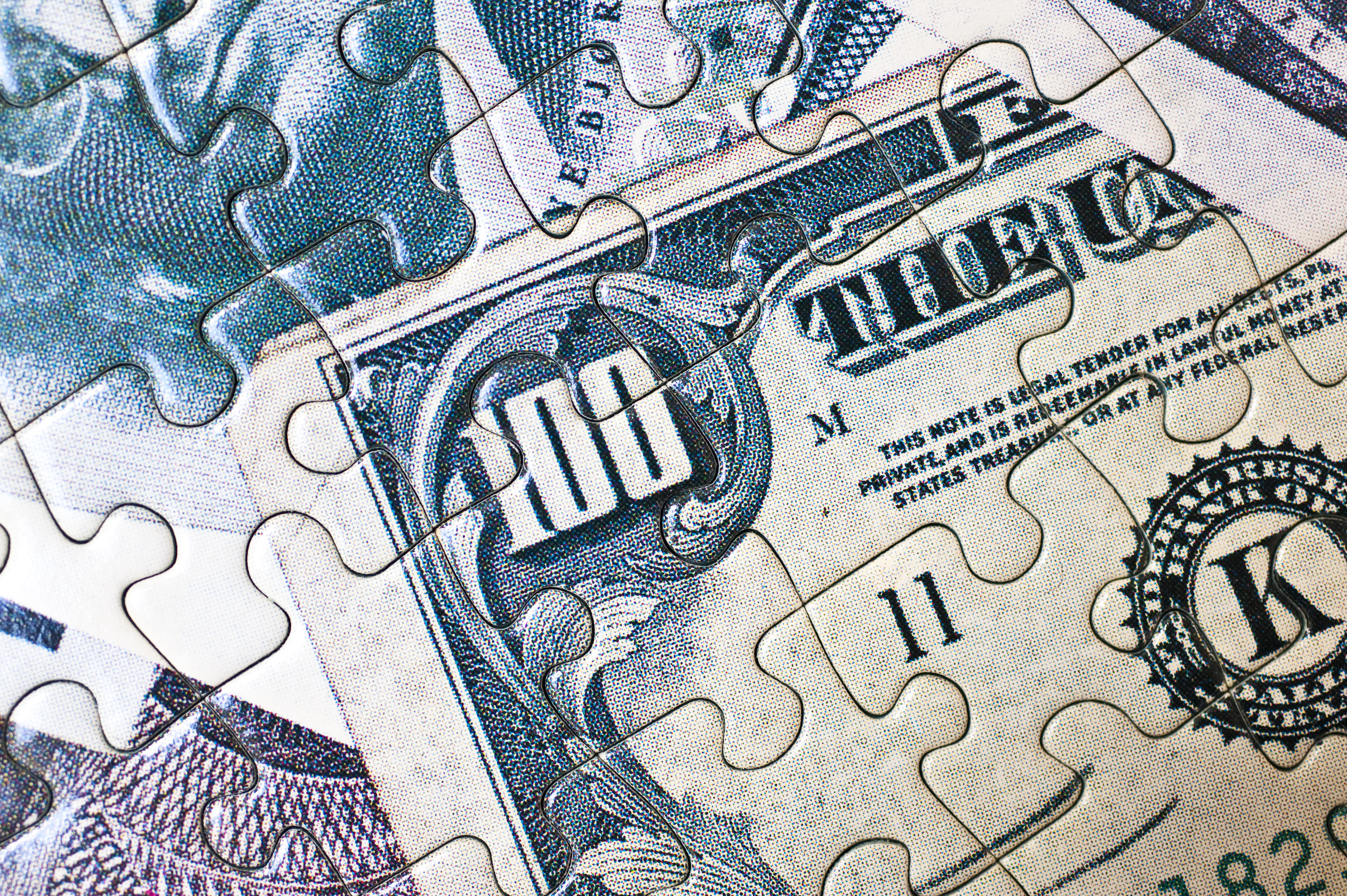 Close up of a money puzzle
